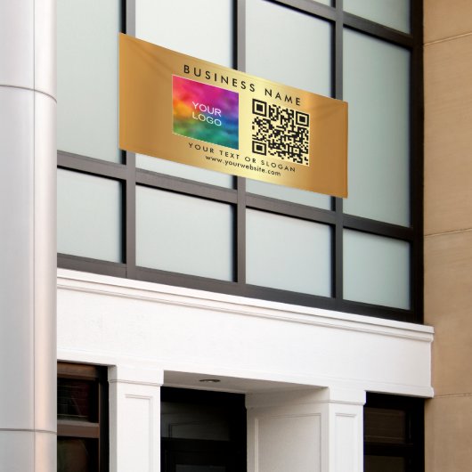 QR-Code-Logo Gold Horizontale Außenwerbung Banner (Äußeres Gebäude)