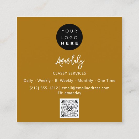 QR Code Logo Ground Earth Tone Minimalismus Quadratische Visitenkarte (Rückseite)