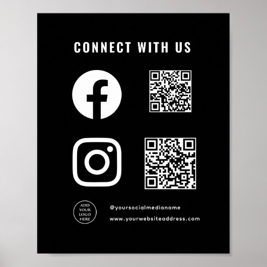 QR-Code-Logo hier folgen Scan Connect mit uns Poster (Vorne)