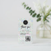 QR-Code & Logo holografischer Glitter Dankeschön Visitenkarte (Stehend Vorderseite)