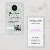 QR-Code & Logo holografischer Glitter Dankeschön Visitenkarte (Vorne/Hinten)