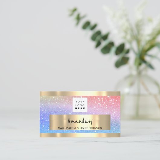 QR CODE Logo Holografischer Regenbogen Visitenkarte (Stehend Vorderseite)