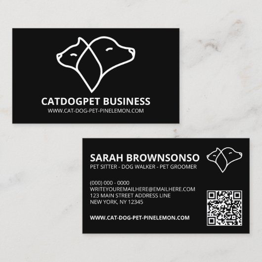 Qr-Code-Logo Hunde Katze Pet Visitenkarte (Vorne/Hinten)
