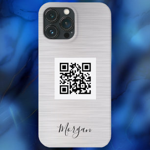 QR-Code, Logo-Kunst oder Foto, Name, Gebürstetes S Case-Mate iPhone Hülle