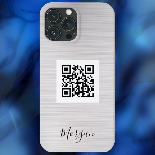 QR-Code, Logo-Kunst oder Foto, Name, Gebürstetes S Case-Mate iPhone Hülle