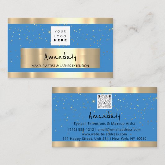 QR CODE Logo Light Blue and Stars kaufen Visitenkarte (Vorne/Hinten)