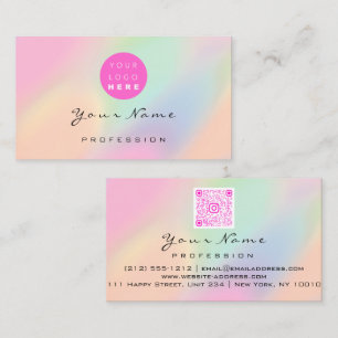 QR-Code-Logo Makeup Artist Hair Nails Pastel Ombre Visitenkarte