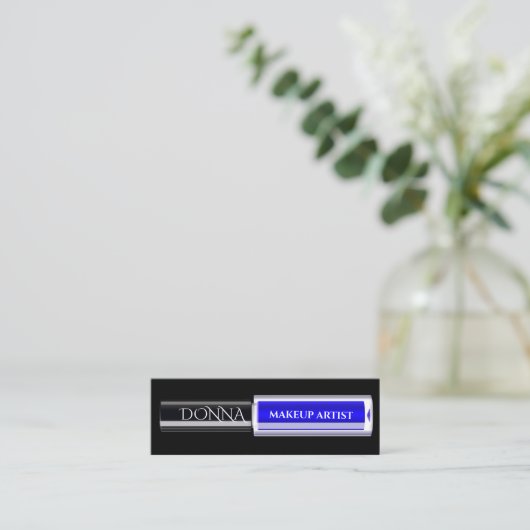 QR-Code-Logo Makeup Blue Lipstick-Kosmetik Mini Visitenkarte (Stehend Vorderseite)