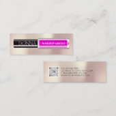 QR-Code-Logo Makeup Lipstick-Gloss rosa Mini Visitenkarte (Vorne/Hinten)
