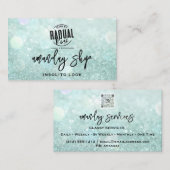 QR-Code Logo Makeup Nails Minze Grün Visitenkarte (Vorne/Hinten)