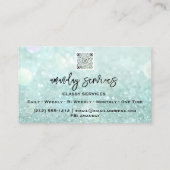 QR-Code Logo Makeup Nails Minze Grün Visitenkarte (Rückseite)