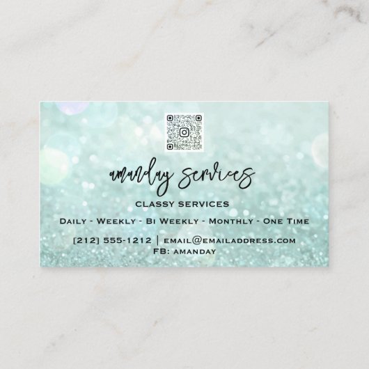 QR-Code Logo Makeup Nails Minze Grün Visitenkarte (Rückseite)