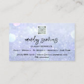 QR-Code-Logo-Makeup-Nails Silber Blau Visitenkarte (Rückseite)