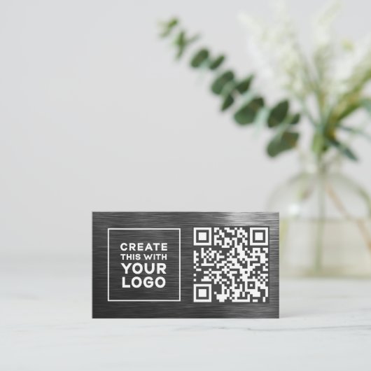 QR-Code-Logo Metallic Look Beruflich Moderne Visitenkarte (Stehend Vorderseite)