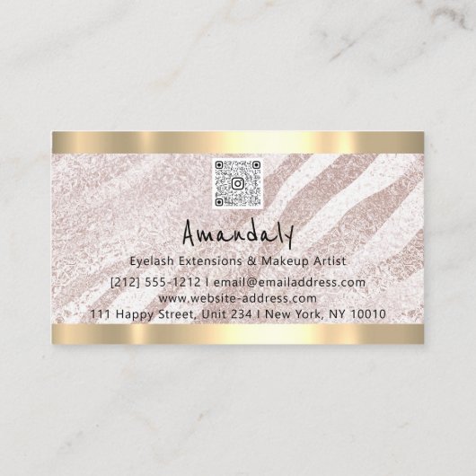 QR-CODE-Logo Mettallic Light Pink Visitenkarte (Rückseite)