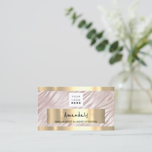 QR-CODE-Logo Mettallic Light Pink Visitenkarte (Stehend Vorderseite)