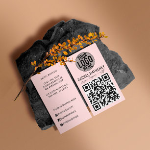 QR-Code-Logo Modern Berufliches, schlichtes Rosa Visitenkarte