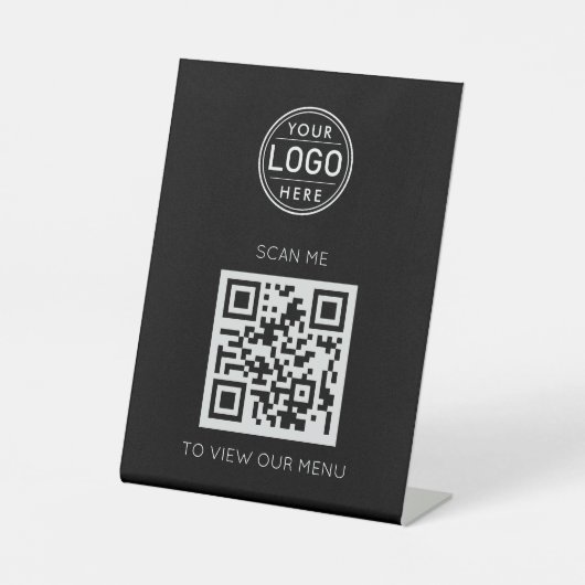 QR-Code-Logo Modern Black Pedestal-Zeichen Sockelschild (Vorderseite)