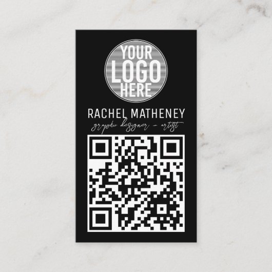 QR-Code-Logo Modern Einfach Schwarz Beruflich Visitenkarte (Vorderseite)