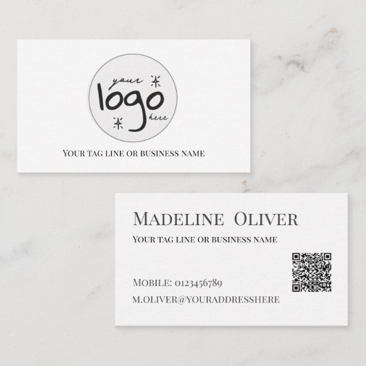 QR-Code-Logo Modern einfach Visitenkarte (Vorne/Hinten)