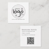 QR-Code-Logo Modern einfach, weiß Quadratische Visitenkarte (Vorne/Hinten)