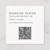 QR-Code-Logo Modern einfach, weiß Quadratische Visitenkarte (Rückseite)