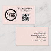 QR-Code-Logo Modern Minimalistisch rosa Visitenkar Visitenkarte (Vorne/Hinten)