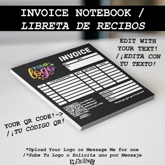 QR-Code-Logo - Modern Schwarz-weißer Regenbogen Notizblock