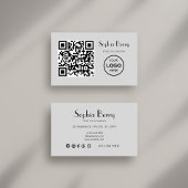 QR-Code-Logo Moderne Minimal-Graue Visitenkarte