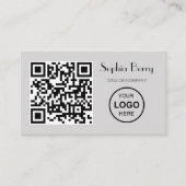 QR-Code-Logo Moderne Minimal-Graue Visitenkarte (Vorderseite)