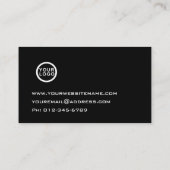 QR-Code | Logo Moderne Schwarz-weiße Visitenkarte (Rückseite)