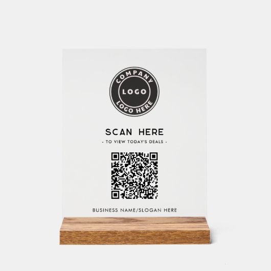 QR-Code-Logo Modernes, berührungsloses Geschäft Acrylschild (Vorderseite)