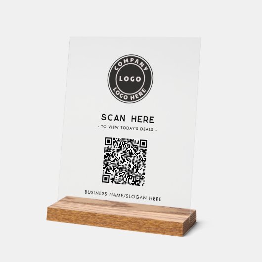 QR-Code-Logo Modernes, berührungsloses Geschäft Acrylschild (Winkel)