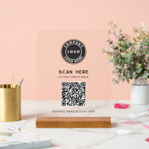 QR-Code-Logo Modernes, berührungsloses Geschäft Acrylschild