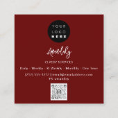 QR Code Logo Online Shop Gold Burgund Quadratische Visitenkarte (Rückseite)