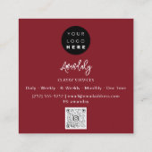 QR Code Logo Online Shop Gold Burgund Quadratische Visitenkarte (Rückseite)