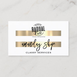 QR Code Logo Online Shop Gold White Modern Visitenkarte