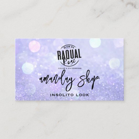 QR-Code-Logo Online-Shop Lila Glitzer Visitenkarte (Vorderseite)