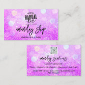 QR-Code-Logo Online-Shop Lila Glitzer Visitenkarte (Vorne/Hinten)