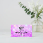 QR-Code-Logo Online-Shop Lila Glitzer Visitenkarte (Stehend Vorderseite)
