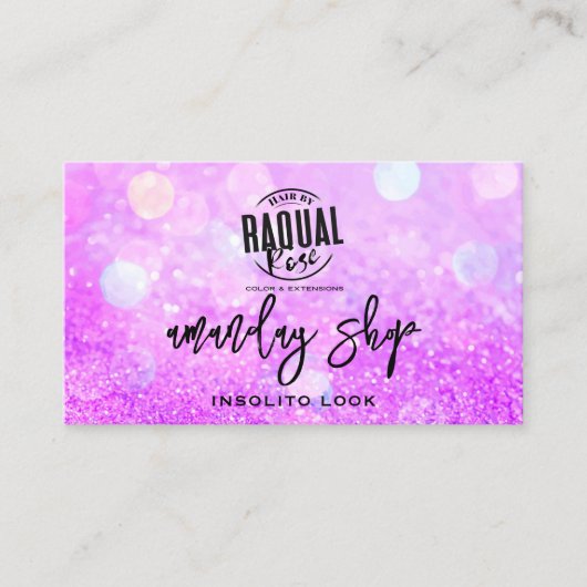 QR-Code-Logo Online-Shop Lila Glitzer Visitenkarte (Vorderseite)