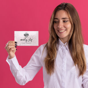 QR Code Logo Online Shop Metallisch hellrosa Visitenkarte