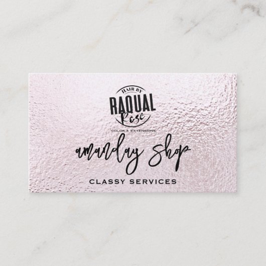 QR Code Logo Online Shop Metallisch hellrosa Visitenkarte (Vorderseite)