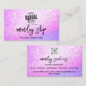 QR-Code-Logo Online-Shop Pink Light Glitzer Visitenkarte (Vorne/Hinten)