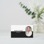 QR CODE Logo OVAL Foto Beruflich CHIC BLACK Visitenkarte (Stehend Vorderseite)