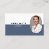 QR-CODE-Logo OVAL Foto Berufliche DUSCHE BLAU Visitenkarte (Vorderseite)