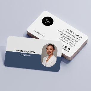 QR-CODE-Logo OVAL Foto Berufliche DUSCHE BLAU Visitenkarte