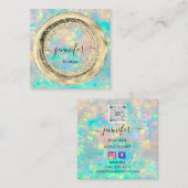 QR-Code Logo Rahmen Glitzer Gold Tropfen Holograph Quadratische Visitenkarte (Vorne/Hinten)