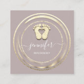 QR-Code-Logo Reflexologie Fußmassage Blush Quadratische Visitenkarte (Vorderseite)