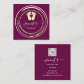 QR Code Logo Reflexologie Fußmassage Feet Berry Quadratische Visitenkarte (Vorne/Hinten)